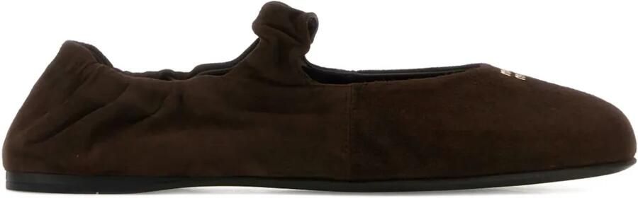 Miu Ruches suède ballerina's Bruin