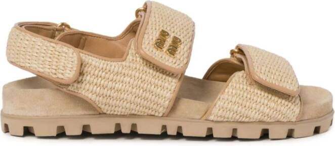 Miu Sandalen met dubbele bandjes Beige