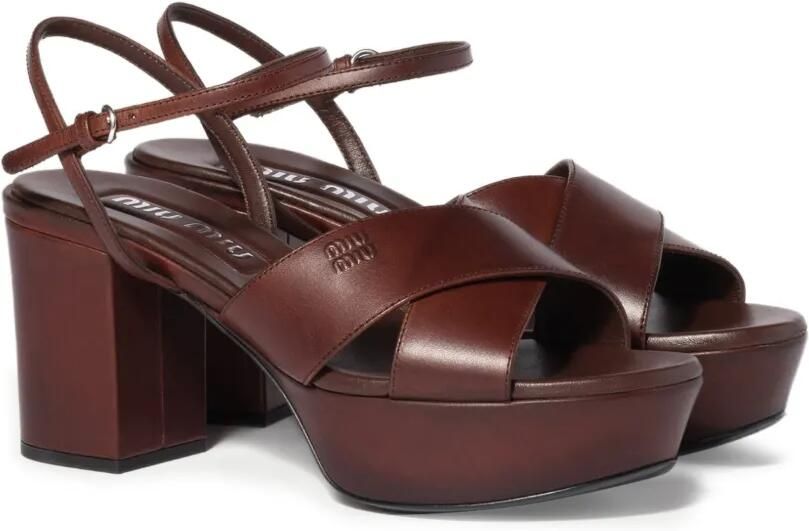 Miu Sandalen met gekruiste bandjes Bruin - Foto 4