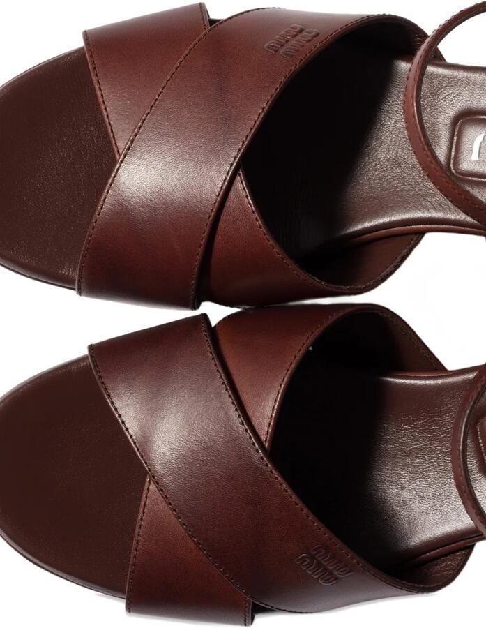 Miu Sandalen met gekruiste bandjes Bruin - Foto 3