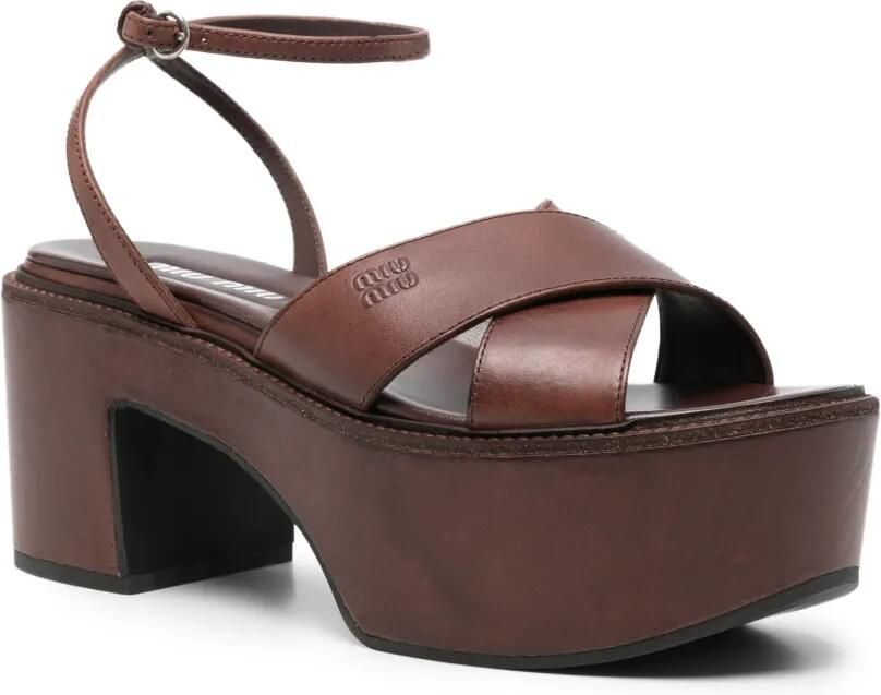 Miu Sandalen met plateauzool Bruin - Foto 3