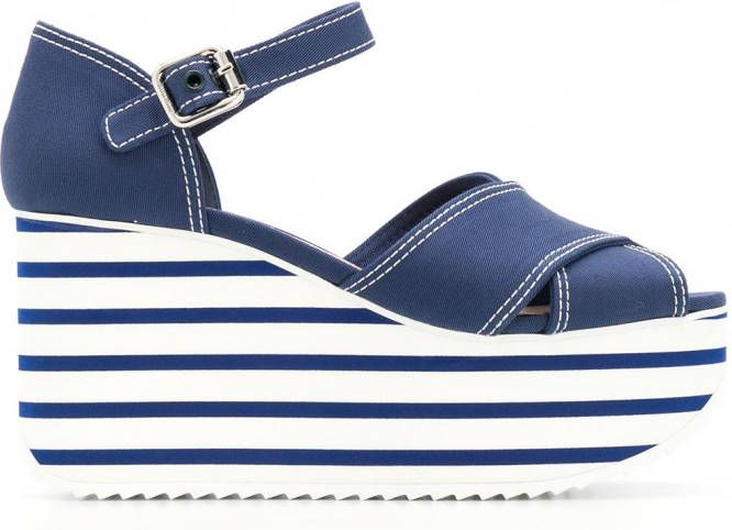 Miu Sandalen met sleehak Blauw - Schoenen.nl