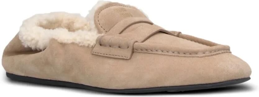 Miu shearling-lined suede loafers Beige - Foto 4