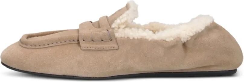 Miu shearling-lined suede loafers Beige - Foto 5