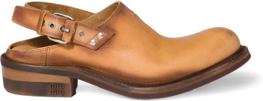 Miu Slingback muiltjes met gespsluiting Bruin