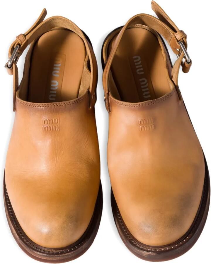 Miu Slingback muiltjes met gespsluiting Bruin - Foto 3