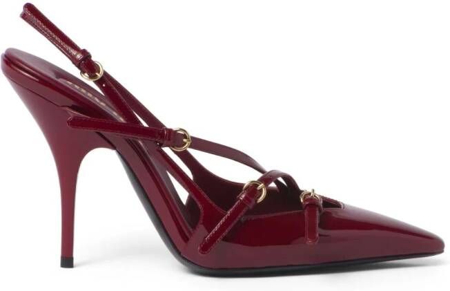 Miu Slingback pumps met gespdetail Rood