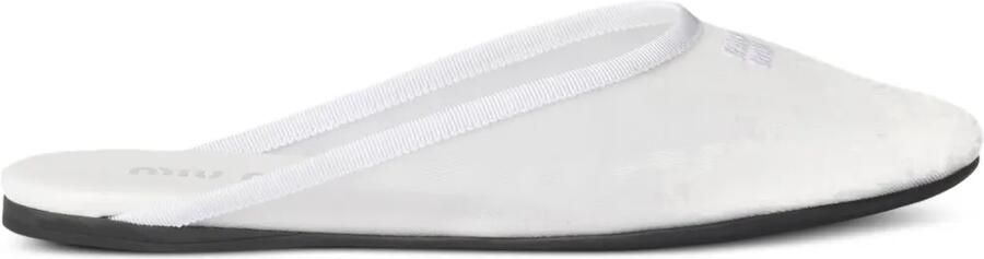 Miu Slippers met geborduurd logo Wit