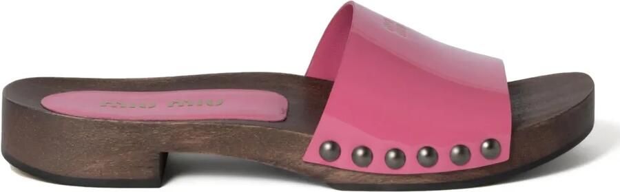 Miu Slippers met logoprint Roze