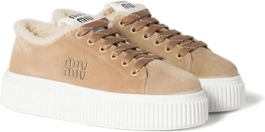 Miu Sneakers met geborduurd logo Beige