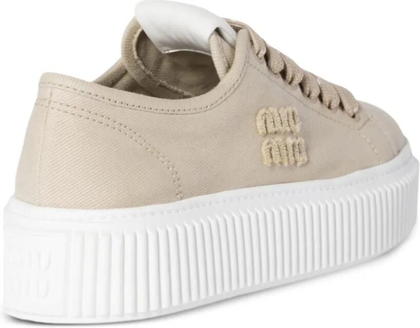 Miu Sneakers met geborduurd logo en plateauzool Beige - Foto 2
