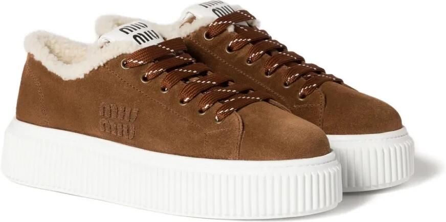 Miu Sneakers met lammy afwerking Bruin