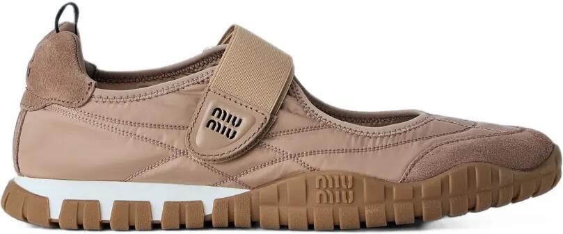Miu Sneakers met mesh vlakken en klittenband Beige
