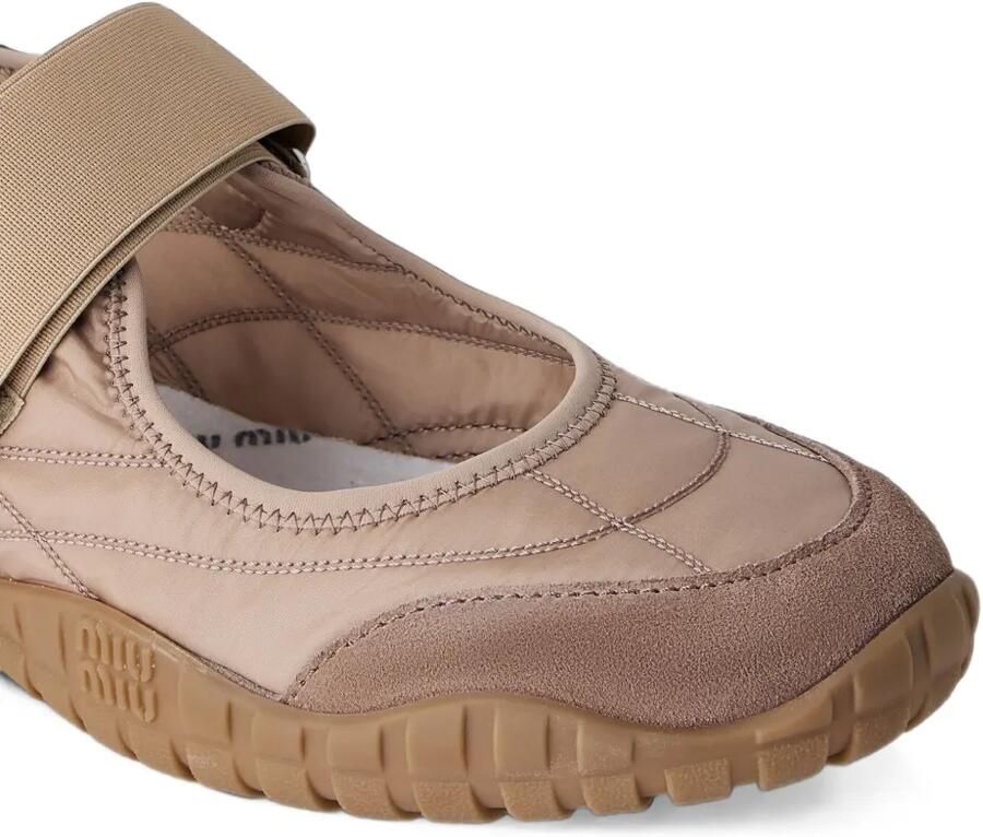 Miu Sneakers met mesh vlakken en klittenband Beige - Foto 2