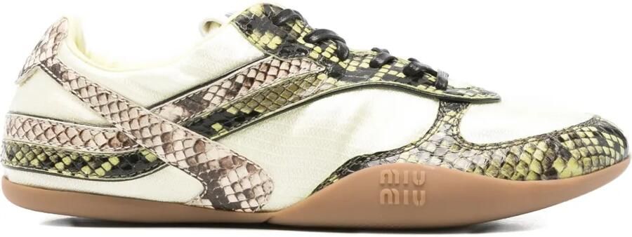 Miu Sneakers met slangen-effect en vlakken Geel