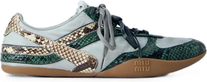 Miu Sneakers met slangenleer-print Groen