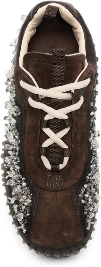Miu Sneakers verfraaid met kristallen Bruin - Foto 4