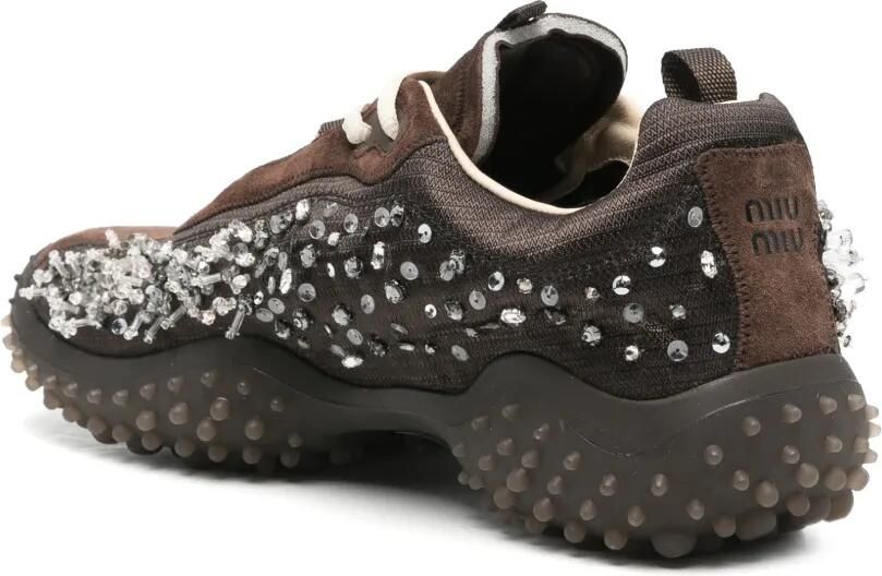 Miu Sneakers verfraaid met kristallen Bruin - Foto 2