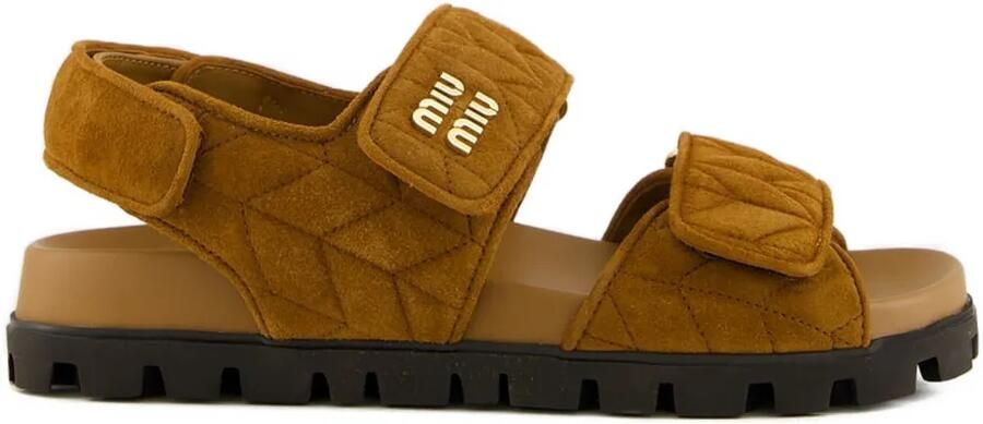 Miu Sporty gewatteerde sandalen met dubbele bandjes Bruin