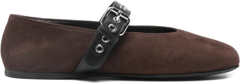 Miu Suède ballerina's Bruin