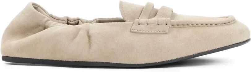 Miu Suède elastische loafers Beige