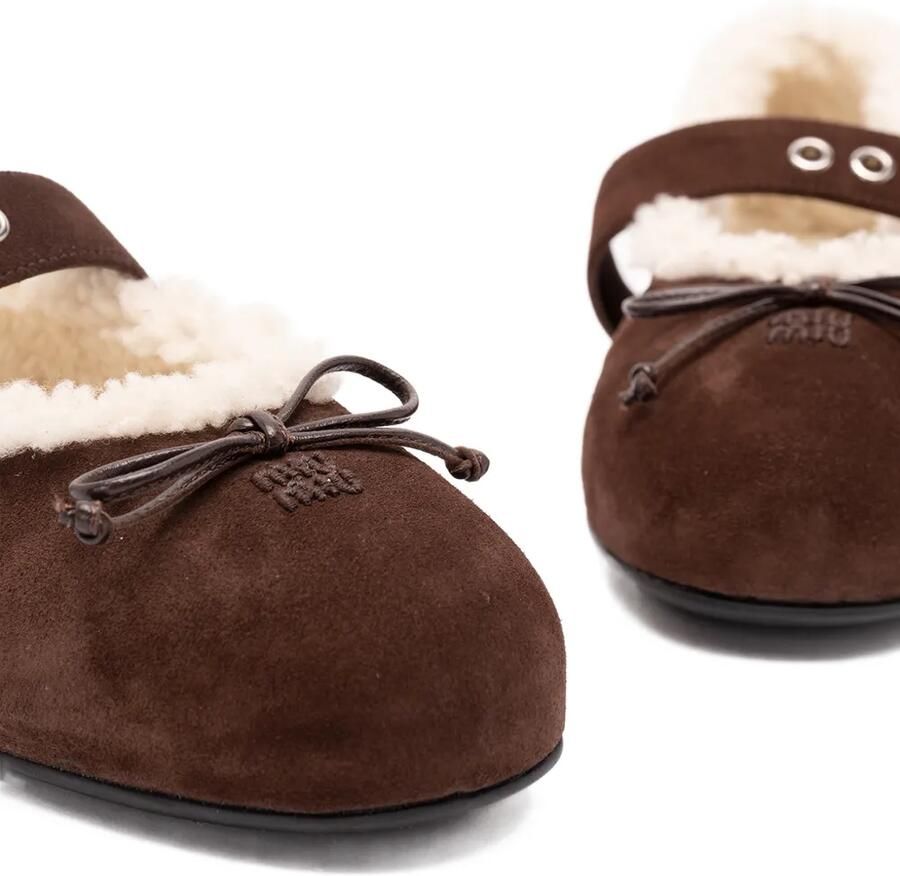 Miu Suède en lammy ballerina's Bruin - Foto 2