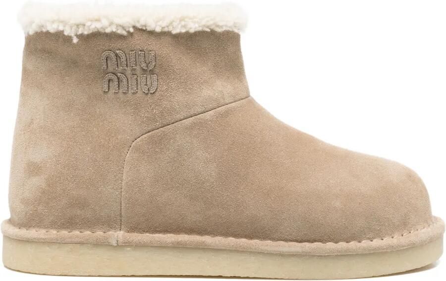 Miu Suède en lammy laarzen Beige