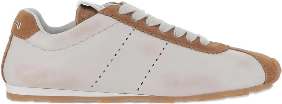 Miu Suède leren sneakers met geperforeerde details Wit