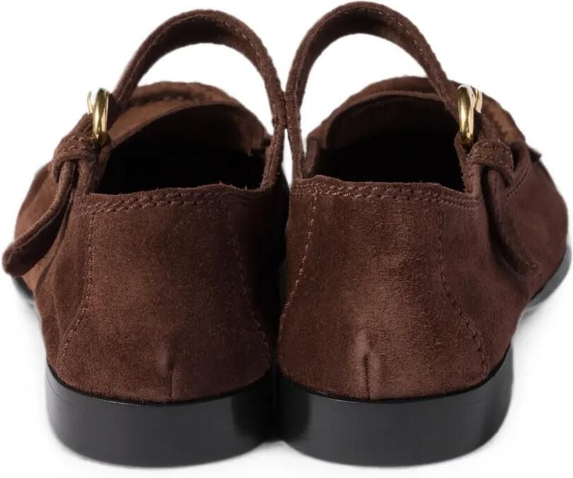 Miu Suède loafers met gesp Bruin - Foto 3