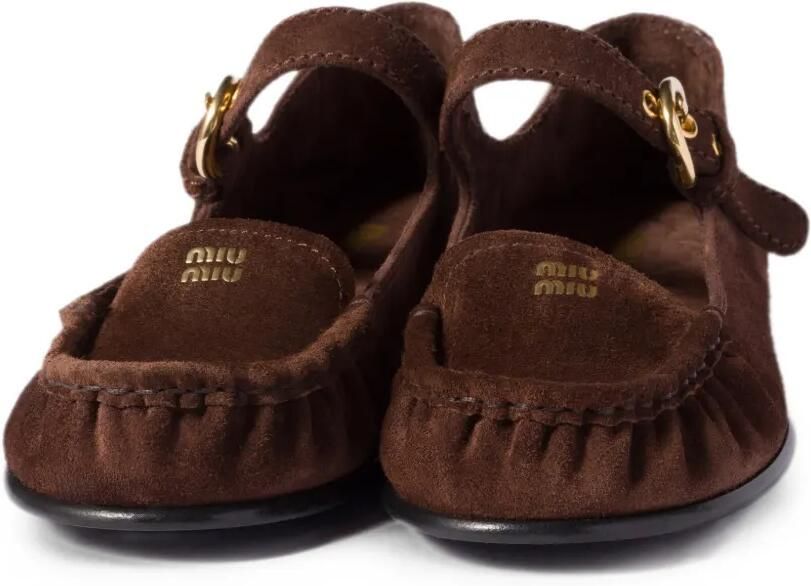 Miu Suède loafers met gesp Bruin - Foto 4
