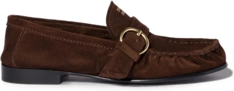 Miu Suède loafers met gesp Bruin