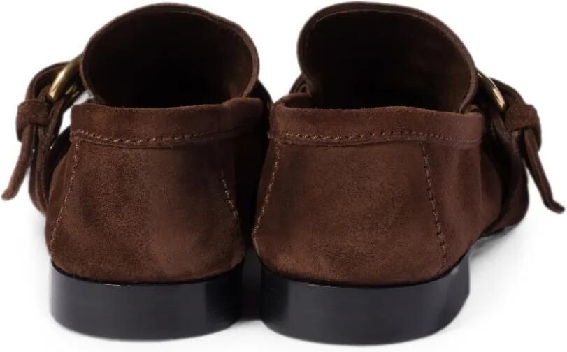 Miu Suède loafers met gesp Bruin - Foto 3