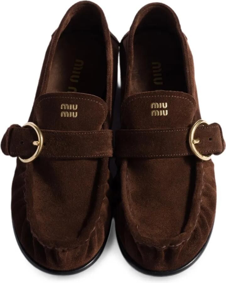 Miu Suède loafers met gesp Bruin - Foto 2