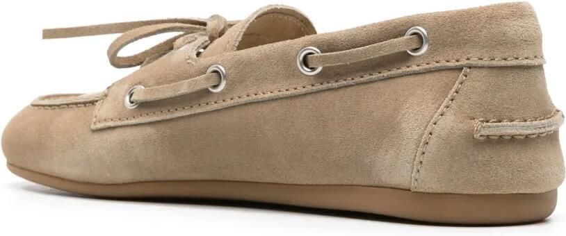 Miu Suède loafers met logo-reliëf Beige - Foto 3