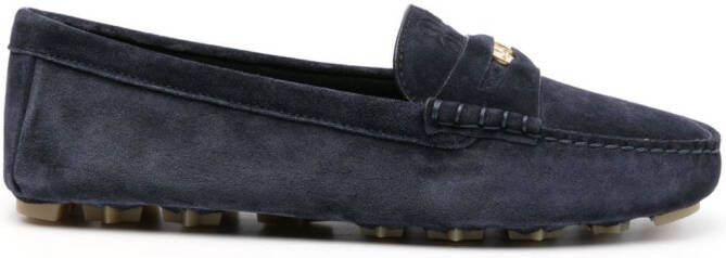 Miu Suède loafers met penny-detail Blauw