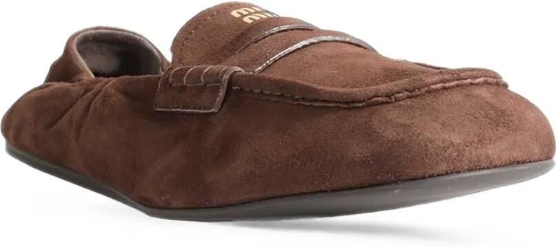 Miu Suède loafers met ruches Bruin - Foto 3