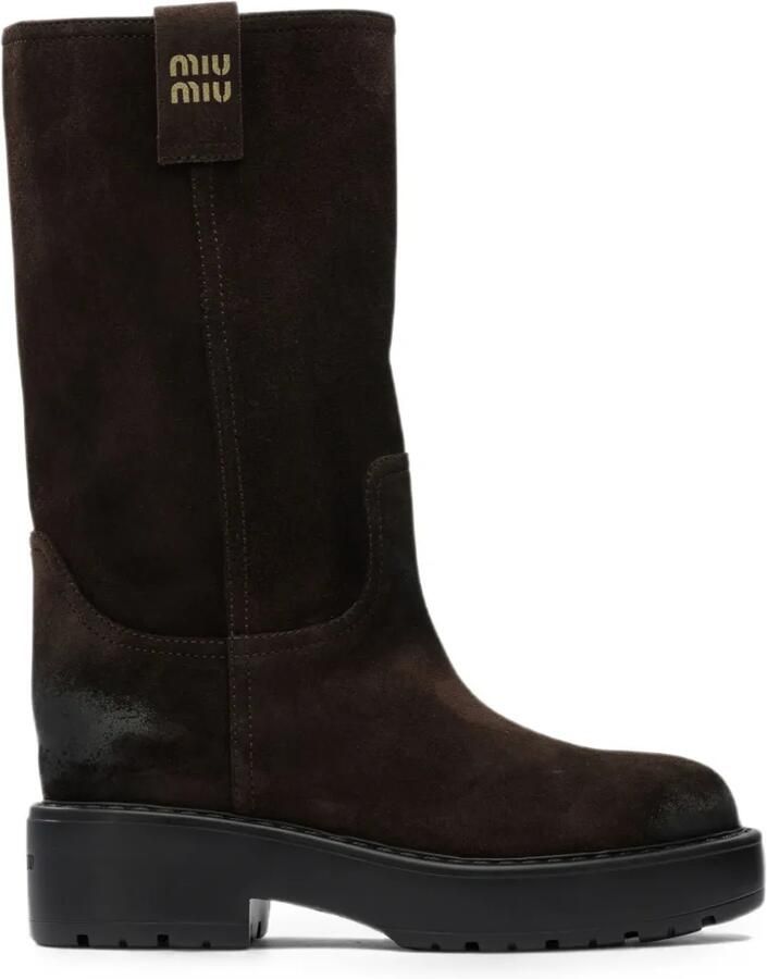 Miu Suède pull-on laarzen Bruin