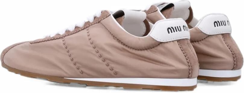 Miu suede-trim topstitched sneakers Beige - Foto 4