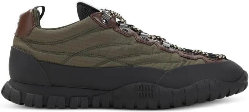 Miu Technische stoffen en leren sneakers Groen