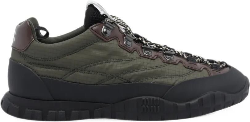 Miu Technische stoffen en leren sneakers Groen