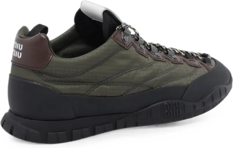 Miu Technische stoffen en leren sneakers Groen - Foto 4