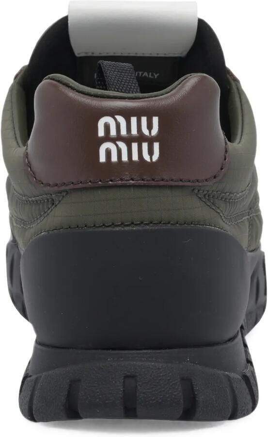 Miu Technische stoffen en leren sneakers Groen - Foto 2