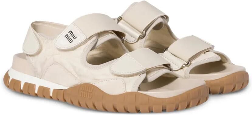 Miu Tyre suède sandalen met klittenband Beige - Foto 3
