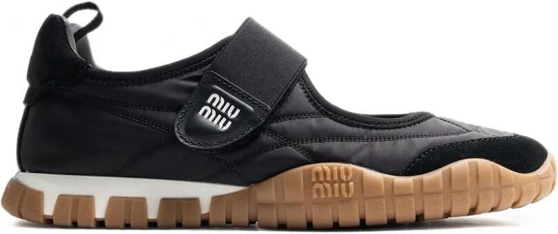 Miu Tyre technische stoffen en suède ballerina's Zwart