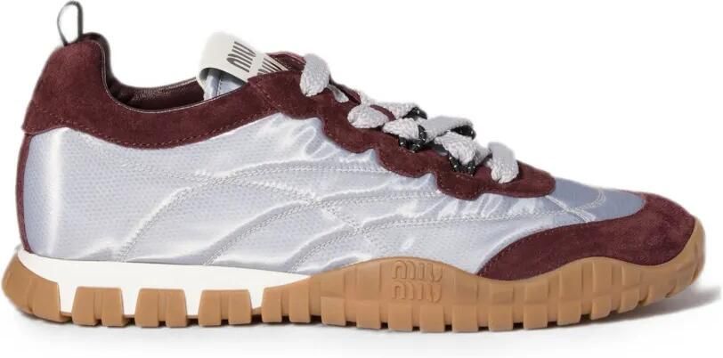 Miu Tyre technische stoffen en suède sneakers Zilver