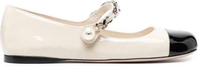 Miu Veterschoenen met schakelketting Beige