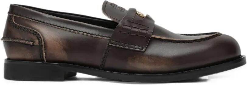 Miu vintage-effect leather penny loafers Bruin