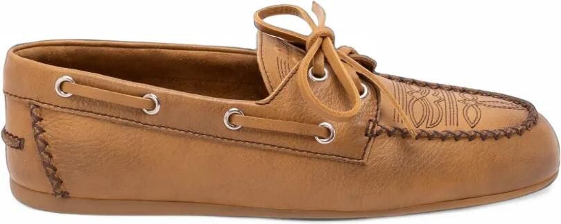 Miu western-inspired embroidered loafers Beige