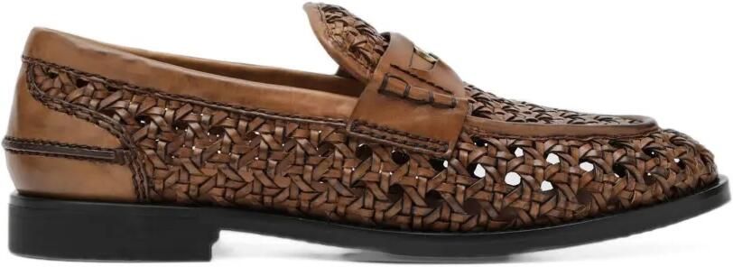 Miu Geweven leren loafers Bruin