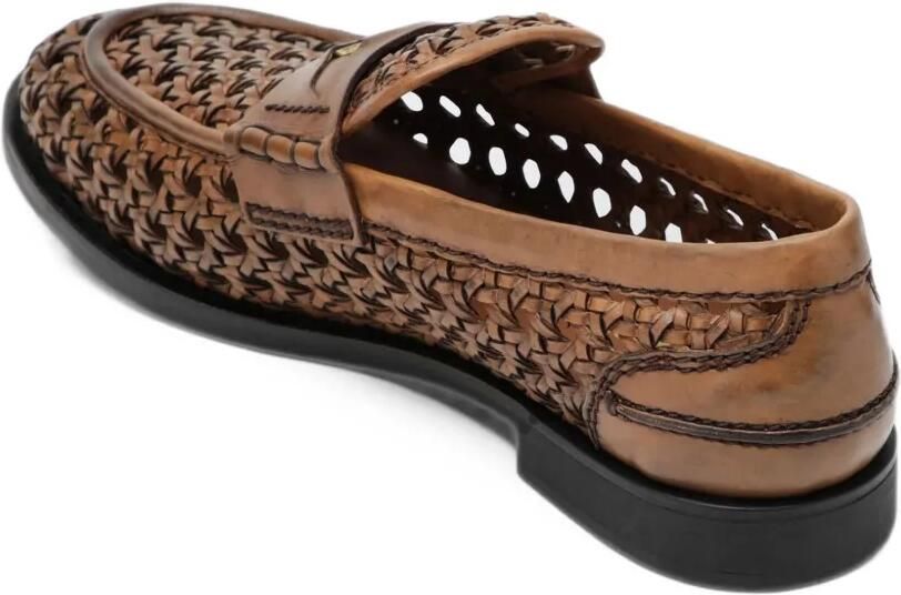Miu Geweven leren loafers Bruin - Foto 2
